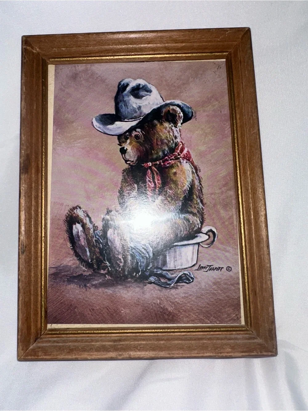 Vintage Teddy Bear Framed Wall Art Set of 2 Country Nursery Decor